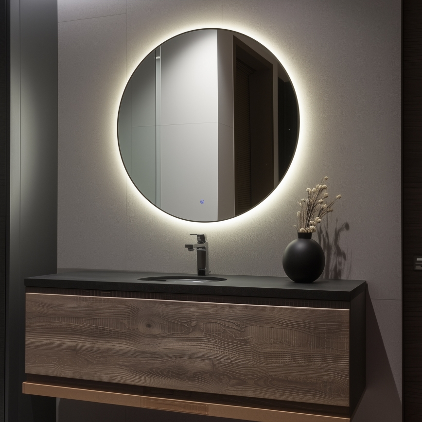 Brilagi - Miroir LED pour salle de bains VENA BLACK, LED 32W/230V, Ø 100 cm, IP44, IRC 90, dimmable + CCT