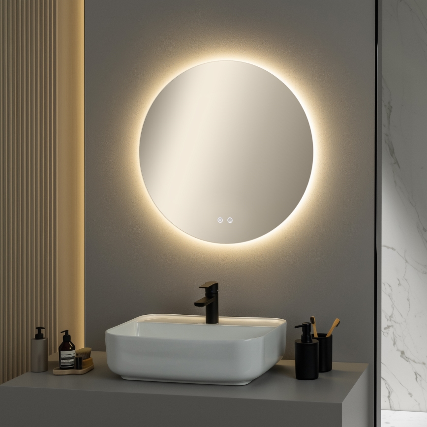 Brilagi - Miroir chauffant LED de salle de bains DEMI ECO LED/12W/230V Ø 60 cm IP44 IRC 90 dimmable + CCT