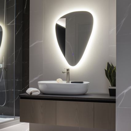 Brilagi - Miroir de salle de bains GOCCIA LED, 19 W, 230 V, 67 x 50 cm, IP44, IRC 90, à intensité variable + CCT (température de couleur réglable)