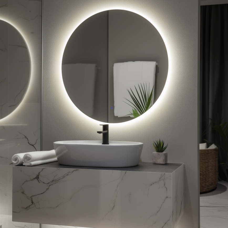 Brilagi - Miroir LED de salle de bain LUNA LED/26W/230V Ø 80 cm IP44 CRI 90 dimmable + CCT