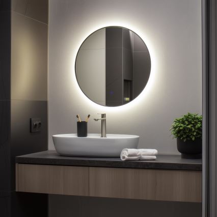 Brilagi - Miroir LED pour salle de bains VENA BLACK LED/19W/230V Ø 60 cm IP44 IRC 90 dimmable + CCT