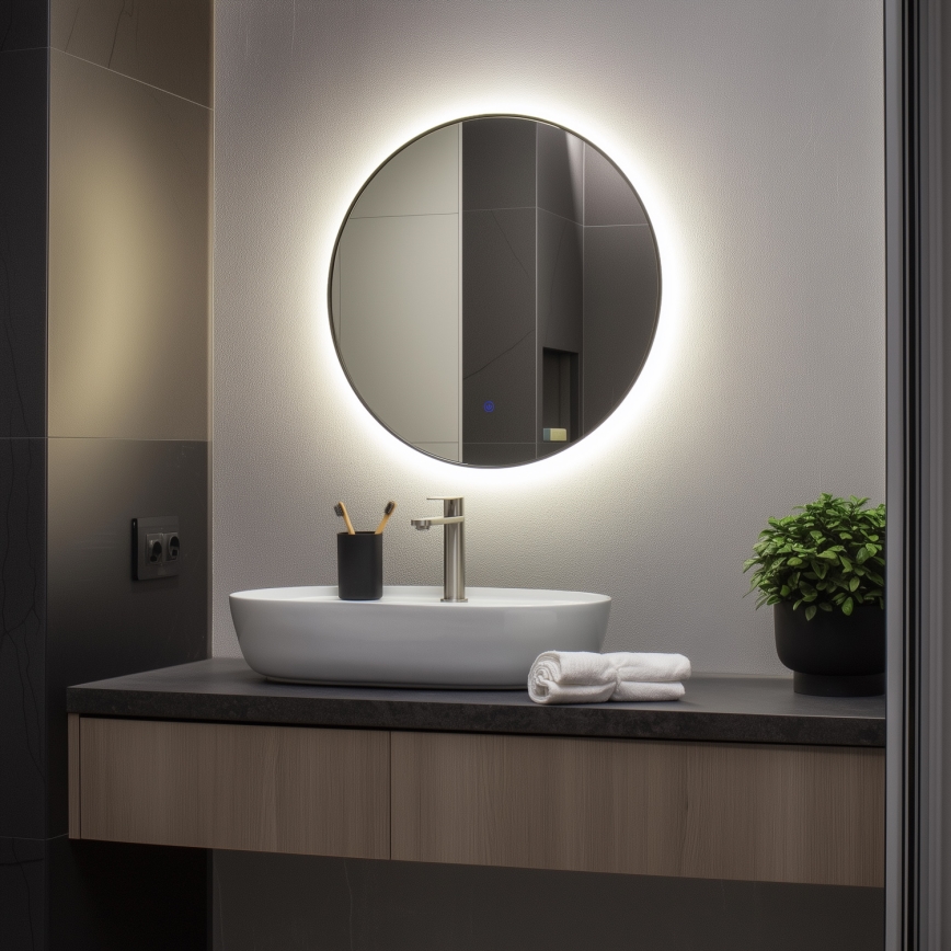 Brilagi - Miroir LED pour salle de bains VENA BLACK LED/19W/230V Ø 60 cm IP44 IRC 90 dimmable + CCT