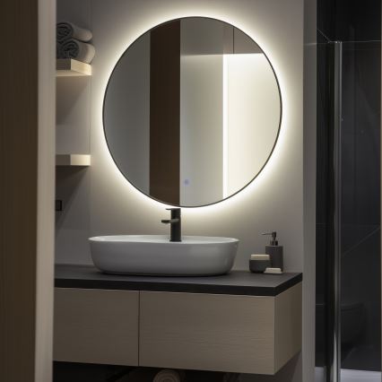Brilagi - Miroir LED pour salle de bains VENA BLACK LED/26W/230V Ø 80 cm IP44 CRI 90 dimmable + CCT