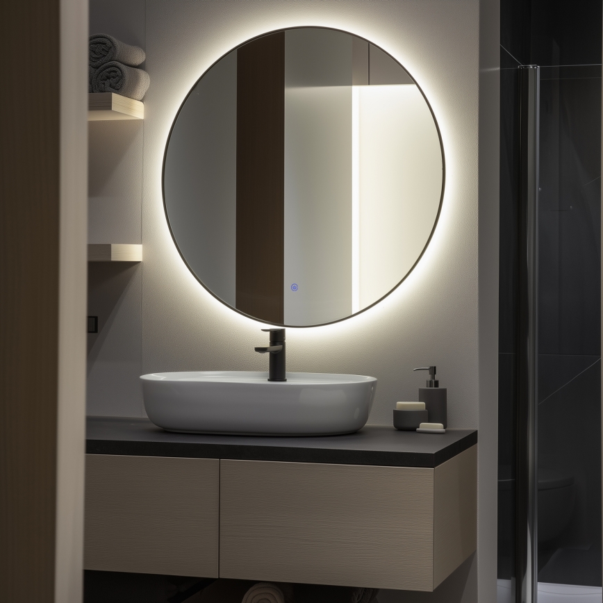 Brilagi - Miroir LED pour salle de bains VENA BLACK LED/26W/230V Ø 80 cm IP44 CRI 90 dimmable + CCT