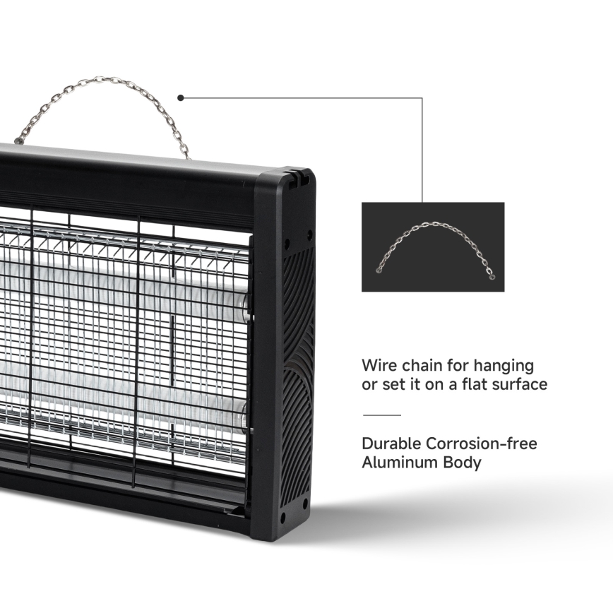 Brilagi - Piège électrique à insectes 2x UV / 10 W / 230 V pour 60 m², noir