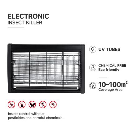Brilagi - Piège électrique à insectes 2xUV/18W/230V 100 m2 noir