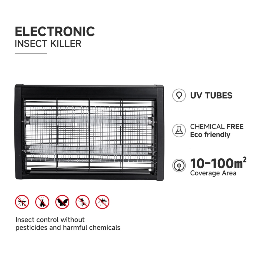 Brilagi - Piège électrique à insectes 2xUV/18W/230V 100 m2 noir