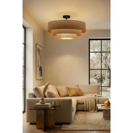 Brilagi - Plafonnier à fixation apparente LUNETA 3xE27/60W/230V Ø 80 cm beige/doré