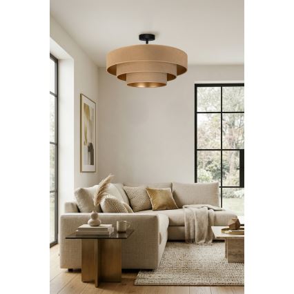 Brilagi - Plafonnier à fixation apparente LUNETA 3xE27/60W/230V Ø 80 cm beige/doré