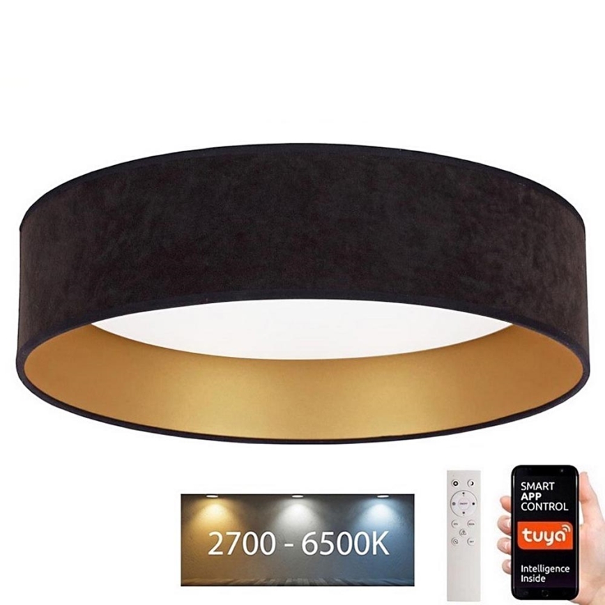 Brilagi - Plafonnier à intensité variable LED VELVET SMART LED/24W/230V d. 45 cm 2700-6500K Wi-Fi Tuya noir/doré + télécommande