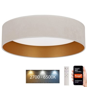 Brilagi - Plafonnier à intensité variable LED VELVET SMART LED/36W/230V d. 55 cm 2700-6500K Wi-Fi Tuya crème/doré + télécommande