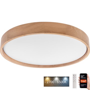 Brilagi - Plafonnier à intensité variable MANAROLA SMART LED/36W/230V 2700-6500K chêne d. 51 cm Wi-Fi + Télécommande Tuya
