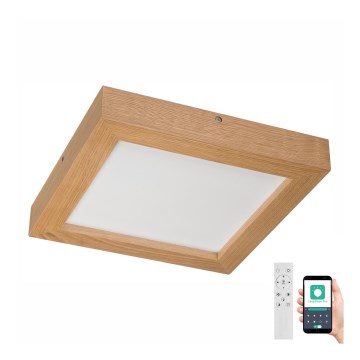 Brilagi - Plafonnier à intensité variable salle de bain WOODY FRAME LED/24W/230V chêne 30x30 cm 3000-6000K IP44 + télécommande
