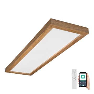 Brilagi - Plafonnier à intensité variable salle de bain WOODY FRAME LED/50W/230V chêne 120x30 cm 3000-6000K IP44 + télécommande