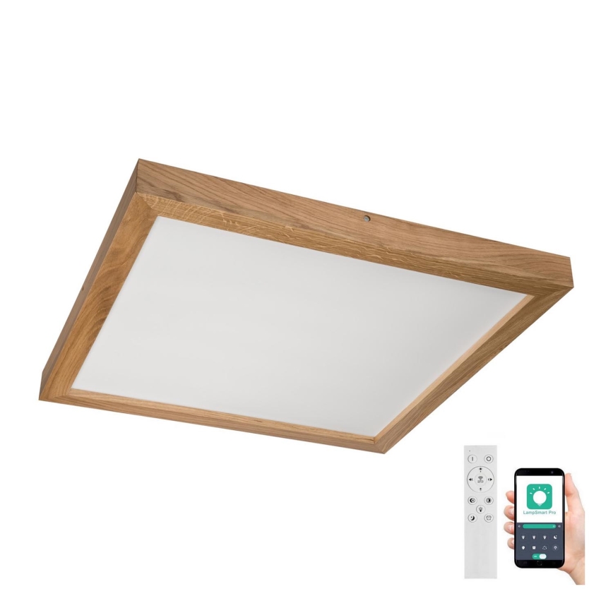 Brilagi - Plafonnier à intensité variable salle de bain WOODY FRAME LED/50W/230V chêne 60x60 cm 3000-6000K IP44 + télécommande