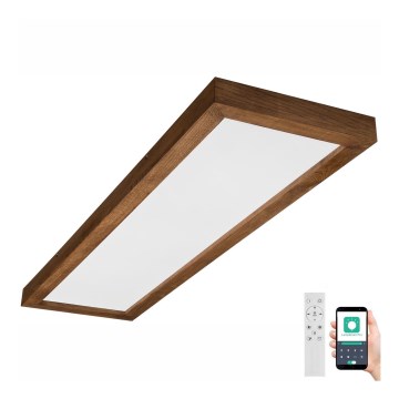 Brilagi - Plafonnier à intensité variable salle de bain WOODY FRAME LED/50W/230V chêne cerise 120x30 cm 3000-6000K IP44 + Télécommande