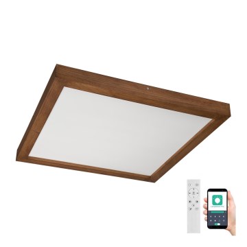 Brilagi - Plafonnier à intensité variable salle de bain WOODY FRAME LED/50W/230V chêne cerise 60x60 cm 3000-6000K IP44 + Télécommande
