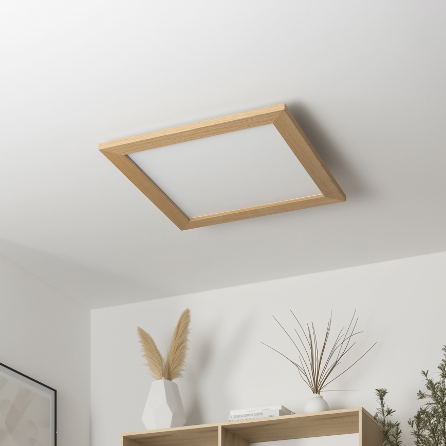 Brilagi - Plafonnier à intensité variable SLIMFRAME WOOD LED/36W/230V 49,5x49,5 cm 3000-6000K marron + Télécommande
