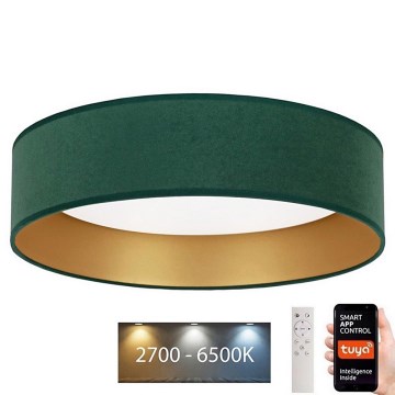 Brilagi - Plafonnier à intensité variable VELVET SMART LED/24W/230V d. 45 cm 2700-6500K Wi-Fi Tuya vert/doré + Télécommande