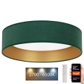 Brilagi - Plafonnier à intensité variable VELVET SMART LED/36W/230V d. 55 cm 2700-6500K Wi-Fi Tuya vert/doré + Télécommande