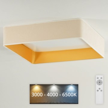 Brilagi - Plafonnier à intensité variable VELVET SQUARE LED/24W/230V 3000/4000/6500K + télécommande crème