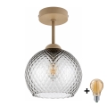 BRILAGI - Plafonnier à LED RETRO GLASS 1xE27/60W/230V Ø 25 cm beige/gris fumé