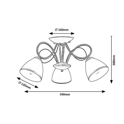 Brilagi - Plafonnier à montage affleurant FRED 3xE27/60W/230V Ø59 cm doré
