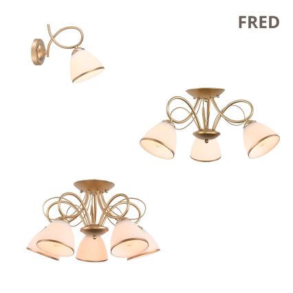 Brilagi - Plafonnier à montage affleurant FRED 3xE27/60W/230V Ø59 cm doré