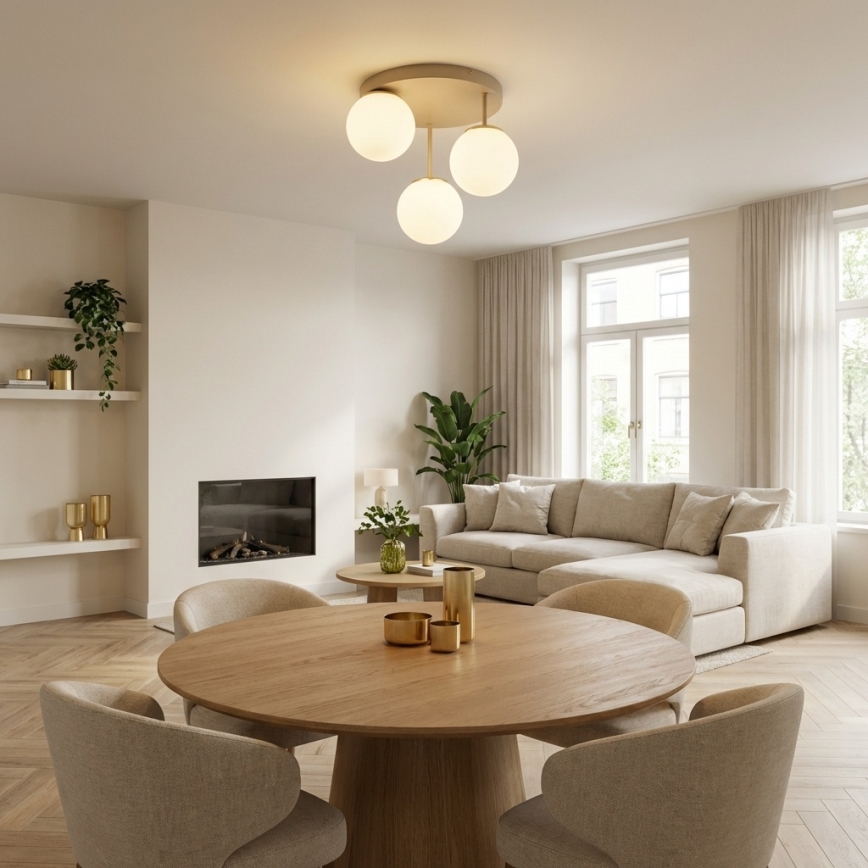 Brilagi - Plafonnier à montage en surface 3xE27/60W/230V beige/doré