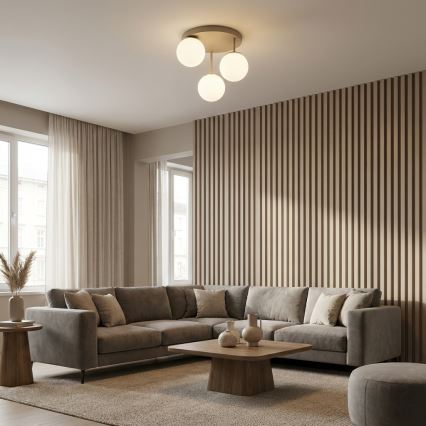 Brilagi - Plafonnier à montage en surface 3xE27/60W/230V beige/doré