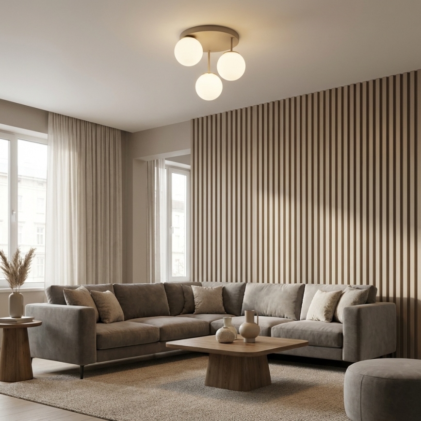 Brilagi - Plafonnier à montage en surface 3xE27/60W/230V beige/doré