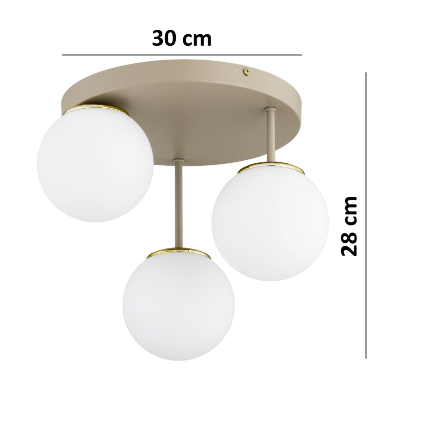 Brilagi - Plafonnier à montage en surface 3xE27/60W/230V beige/doré