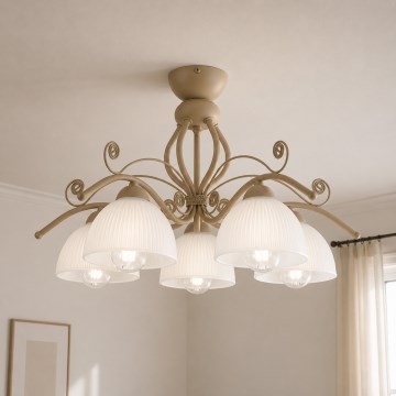 Brilagi - Plafonnier à montage en surface ANTICO MODERN 5xE27/60W/230V beige