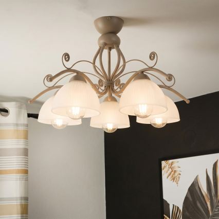Brilagi - Plafonnier à montage en surface ANTICO MODERN 5xE27/60W/230V beige