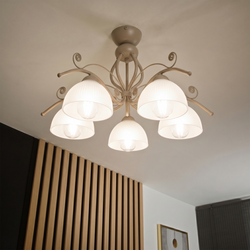 Brilagi - Plafonnier à montage en surface ANTICO MODERN 5xE27/60W/230V beige