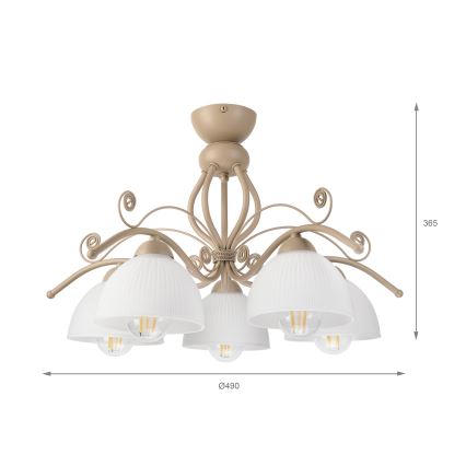 Brilagi - Plafonnier à montage en surface ANTICO MODERN 5xE27/60W/230V beige