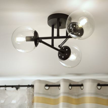 Brilagi - Plafonnier à montage en surface MALIVA 3xE14/15W/230V noir/transparent