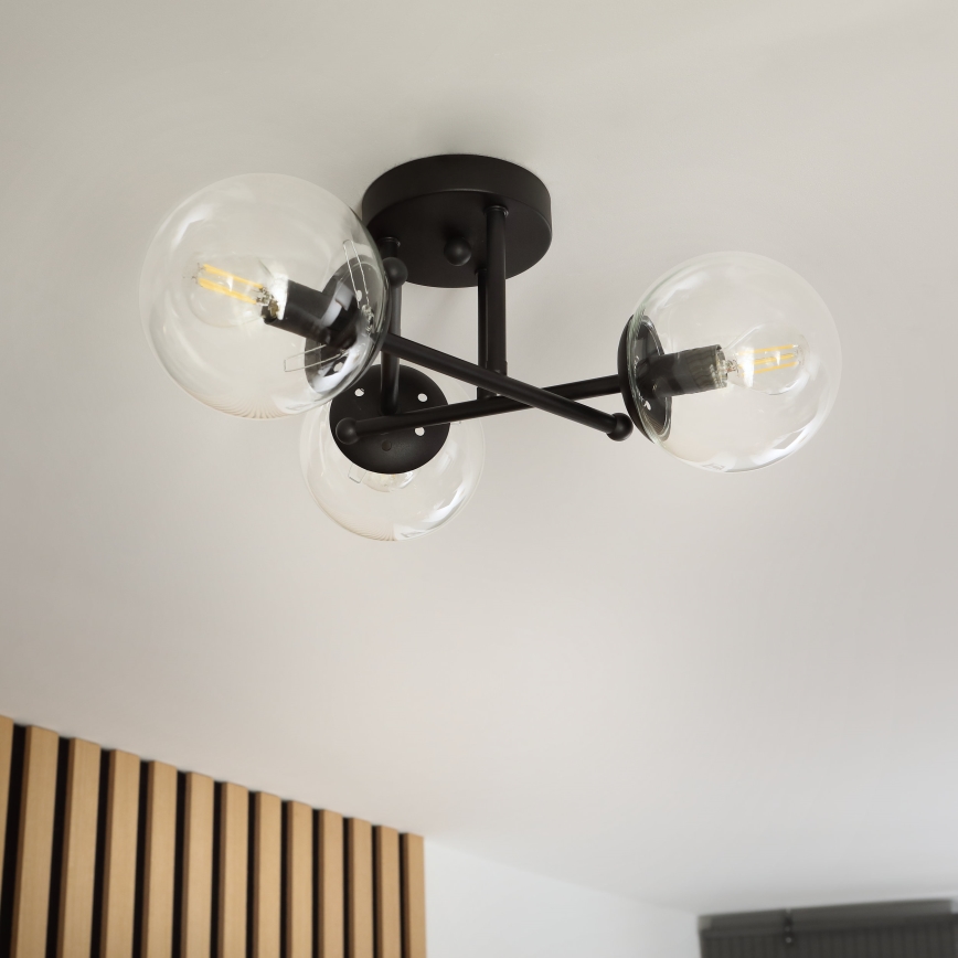 Brilagi - Plafonnier à montage en surface MALIVA 3xE14/15W/230V noir/transparent