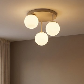 Brilagi - Plafonnier à montage en surface MILO ECRU 3xE27/60W/230V beige/doré
