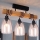 Brilagi - Plafonnier à montage en surface WOOD GLASS 3xE27/60W/230V pin/noir/beige fumé