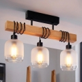 Brilagi - Plafonnier à montage en surface WOOD GLASS 3xE27/60W/230V pin/noir/blanc