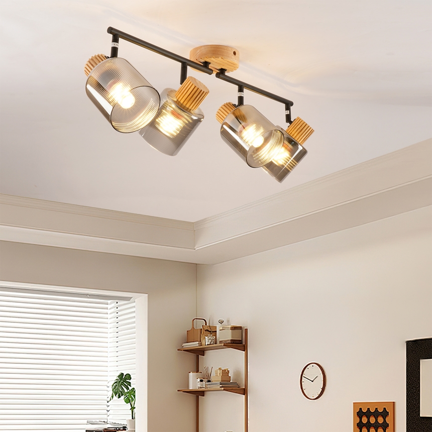 Brilagi - Plafonnier à spots HYGGE 4xE14/15W/230V bois/fumé
