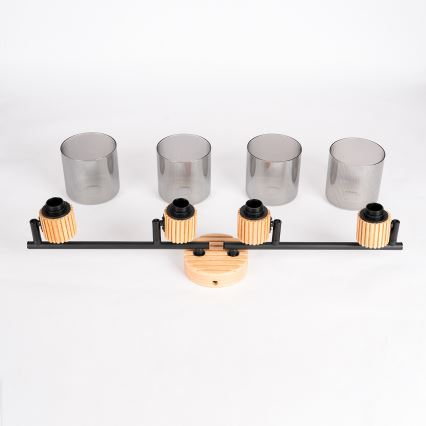 Brilagi - Plafonnier à spots HYGGE 4xE14/15W/230V bois/fumé