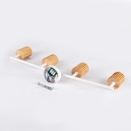 Brilagi - Plafonnier à spots MODERN WOOD 4xGU10/8W/230V bois d'hévéa/blanc