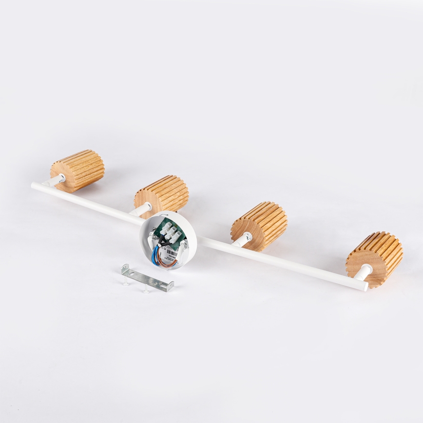 Brilagi - Plafonnier à spots MODERN WOOD 4xGU10/8W/230V bois d'hévéa/blanc