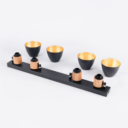 Brilagi - Plafonnier à spots ODENSE 4xE14/10W/230V bois/noir