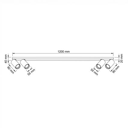 BRILAGI - Plafonnier à spots SELE LONG 4xGU10/30W/230V noir