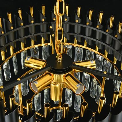 Brilagi - Plafonnier affleurant ECLIPSE 7xE14/10W/230V Ø 48 cm noir/doré