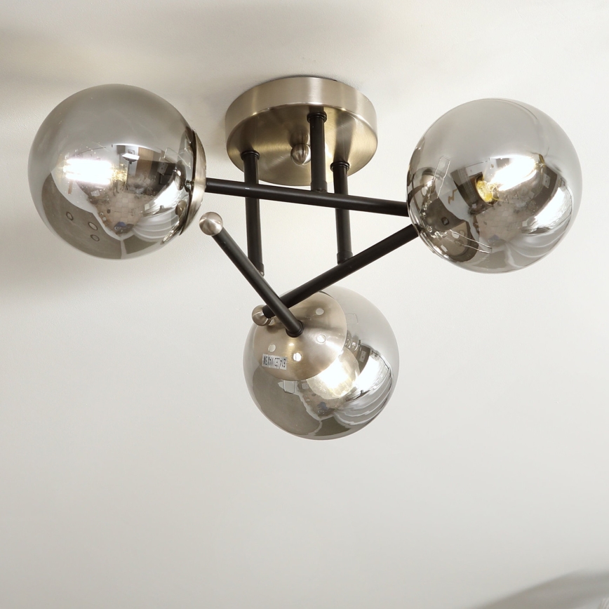 Brilagi - Plafonnier affleurant MALIVA 3xE14/15W/230V chrome mat/fumé