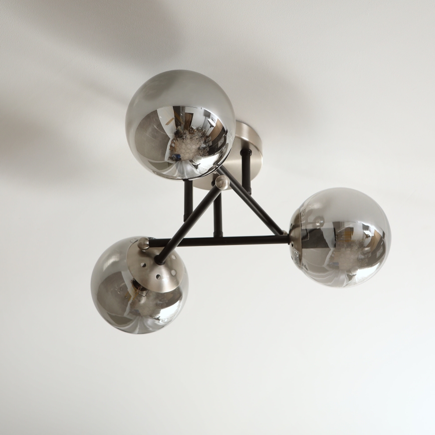 Brilagi - Plafonnier affleurant MALIVA 3xE14/15W/230V chrome mat/fumé